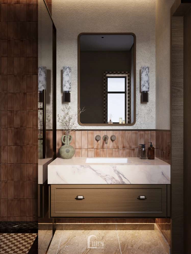 Không gian WC tối giản, tinh tế trong từng chi tiết tại thiết kế liền kề Lộc Ninh Singashine  